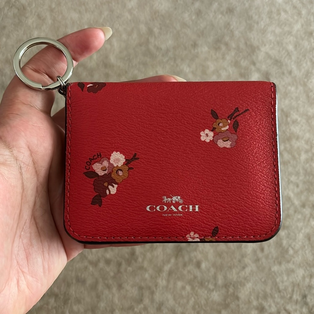 Coach Red Floral Bifold Wallet